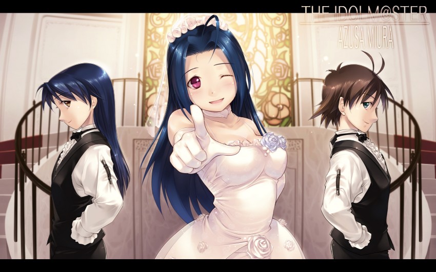 kisaragi chihaya, kikuchi makoto, and miura azusa (idolmaster) drawn by nikuoji