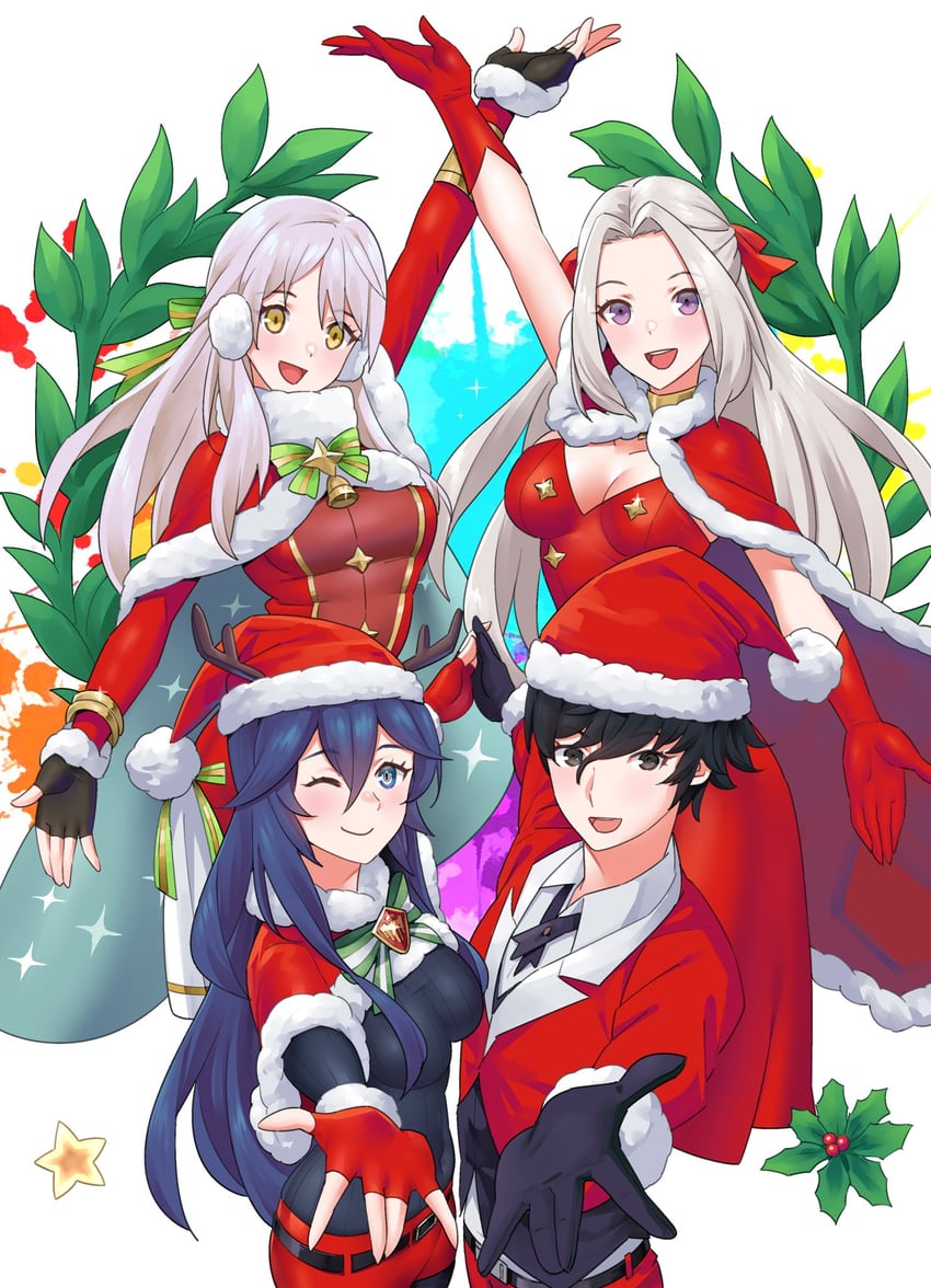 lucina, edelgard von hresvelg, amamiya ren, and micaiah (fire emblem and 5 more) drawn by igni_tion