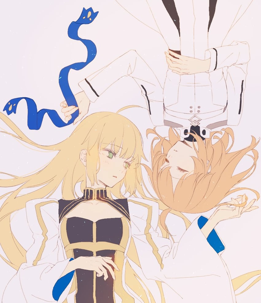 artoria pendragon, fujimaru ritsuka, and artoria caster (fate and 1 more) drawn by kurenai_veni1