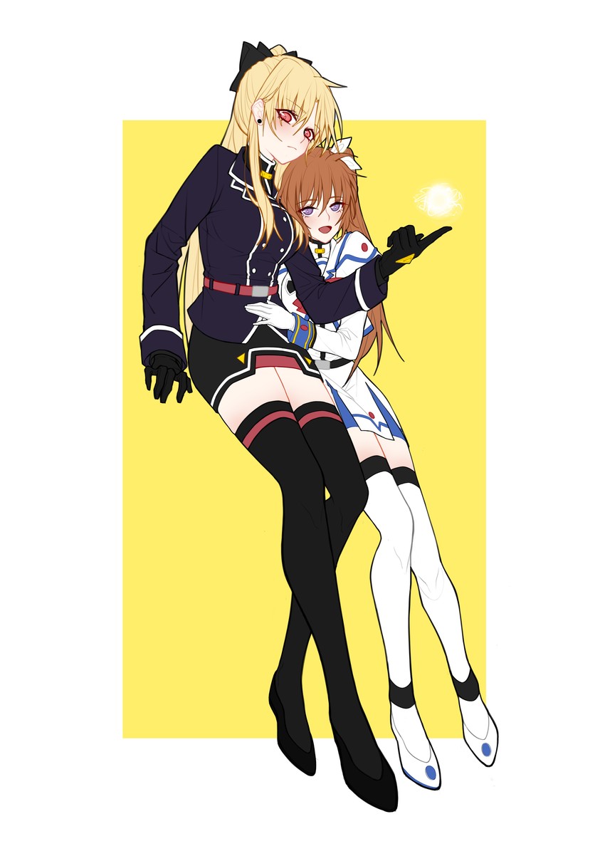fate testarossa and takamachi nanoha (lyrical nanoha and 1 more) drawn by yer