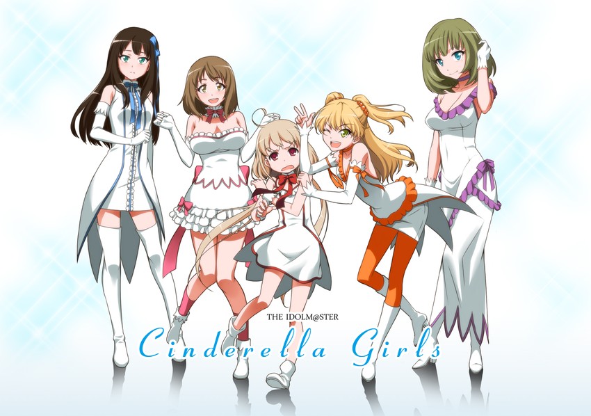 shibuya rin, takagaki kaede, futaba anzu, jougasaki rika, and mimura kanako (idolmaster and 1 more) drawn by shirihime