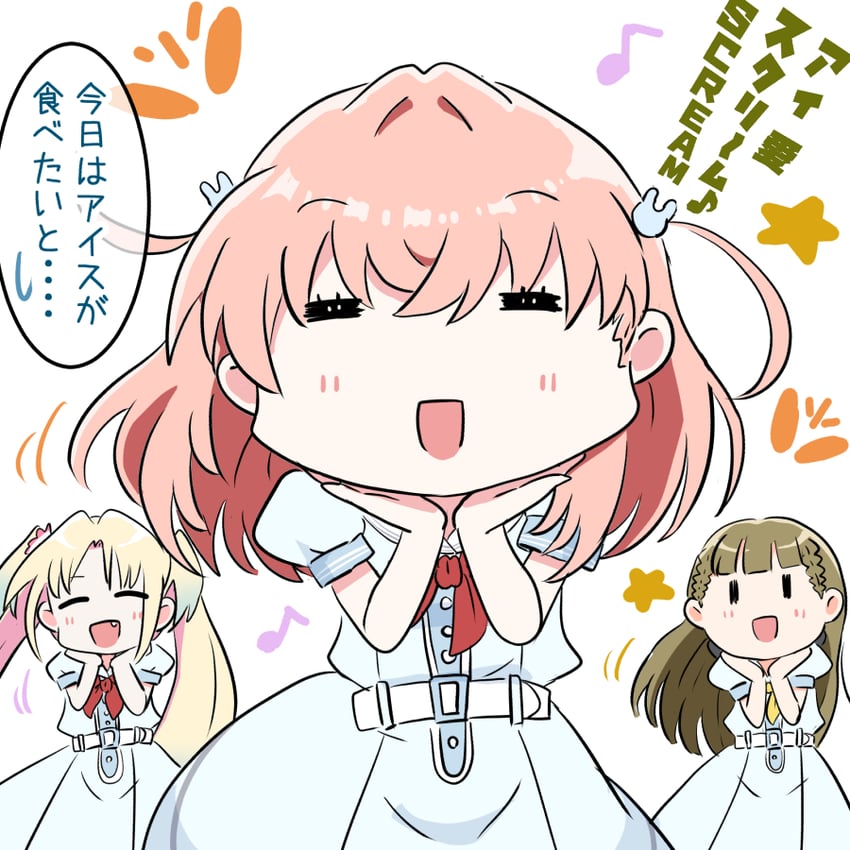 hinoshita kaho, osawa rurino, and kachimachi kosuzu (love live! and 1 more) drawn by navyblue_konjac