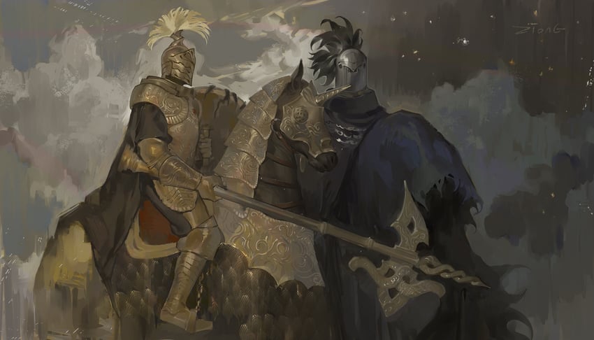 tree sentinel and night's cavalry (elden ring) drawn by ziong_(2724727)