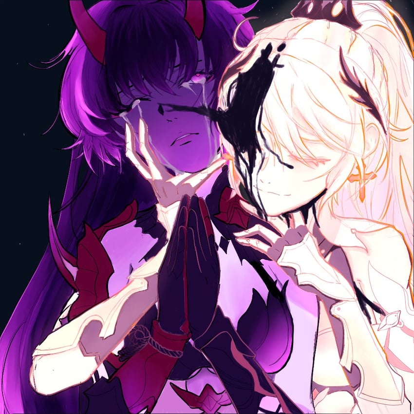 kiana kaslana and raiden mei (honkai and 2 more) drawn by snailotl