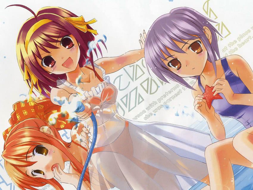 suzumiya haruhi, nagato yuki, and asahina mikuru (suzumiya haruhi no yuuutsu) drawn by tsugano_gaku