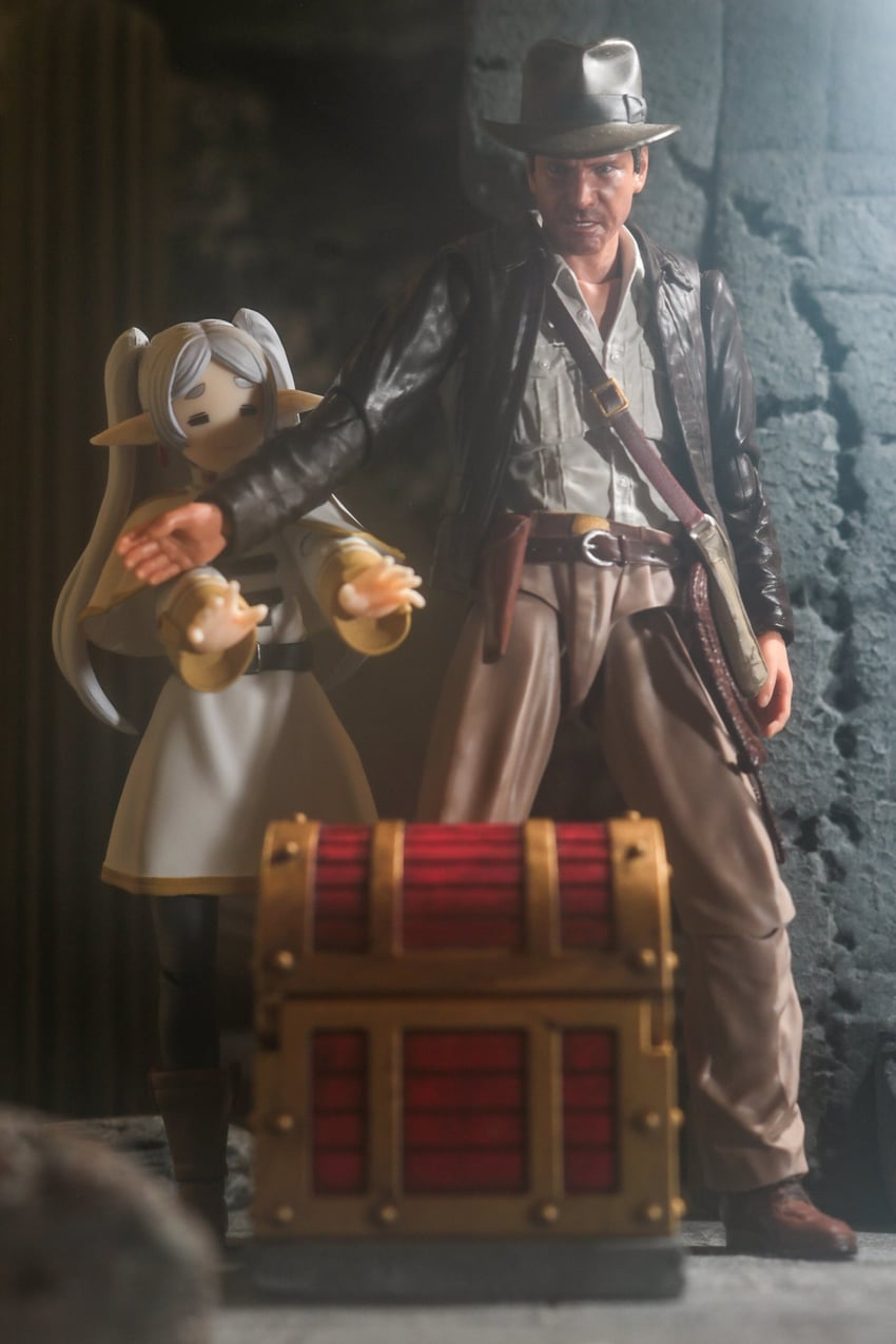 frieren and indiana jones (sousou no frieren and 1 more) drawn by godzillavstaiki