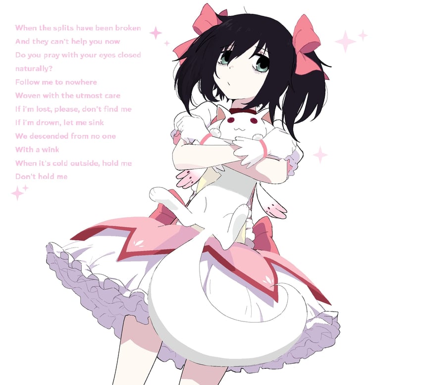 kaname madoka, kyubey, and kuroki tomoko (mahou shoujo madoka magica and 2 more) drawn by nithzenithh
