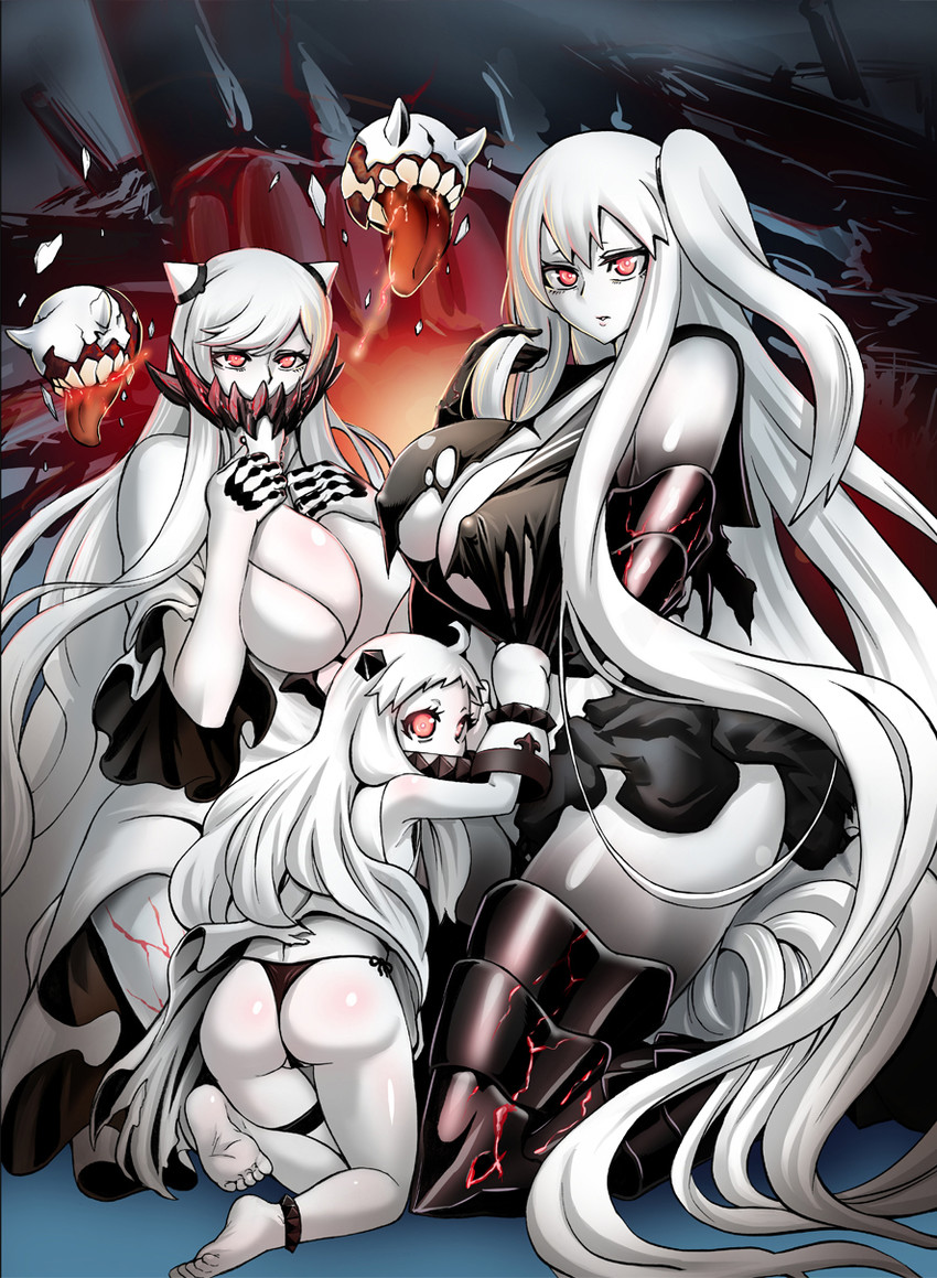 northern ocean princess, midway princess, and aircraft carrier princess (kantai collection) drawn by neroma_shin