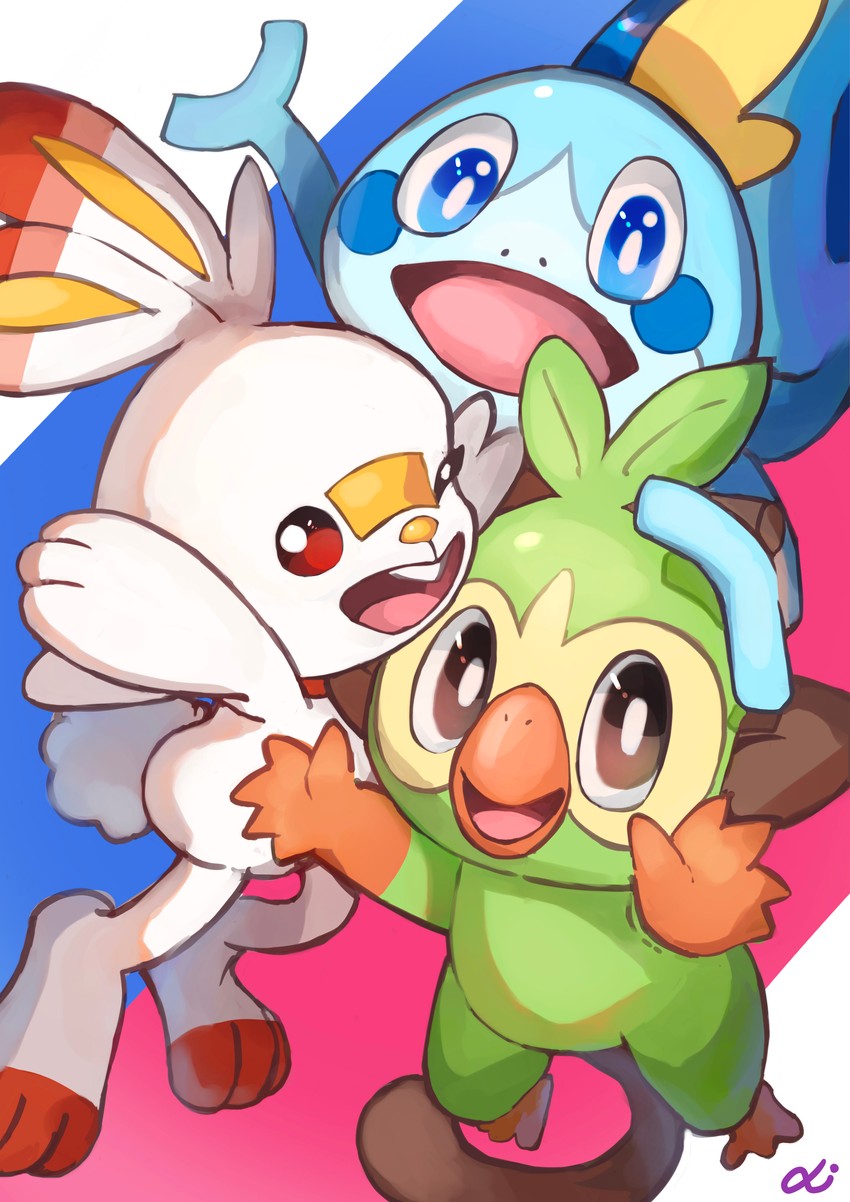 scorbunny, sobble, and grookey (pokemon) drawn by anko2552