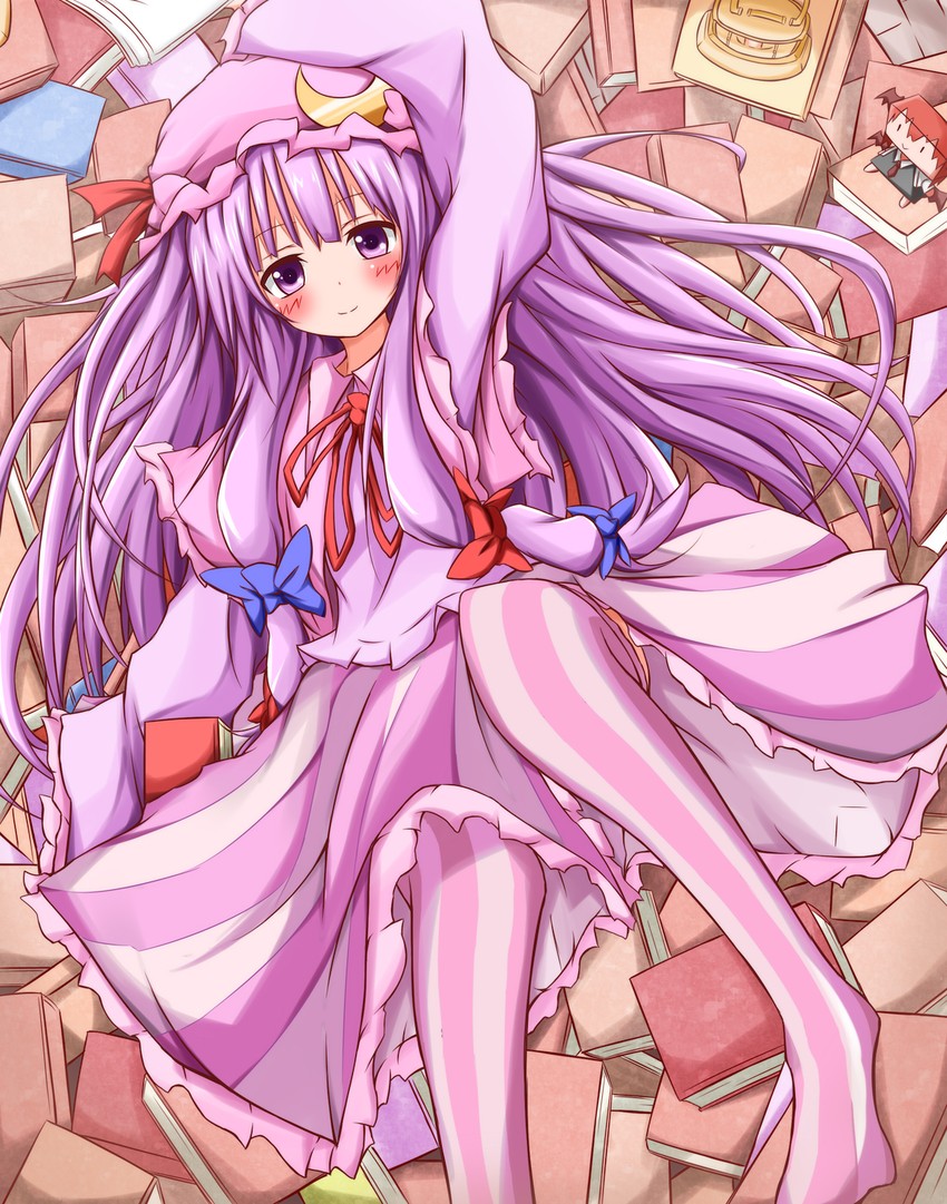 patchouli knowledge and koakuma (touhou and 1 more) drawn by karamoneeze