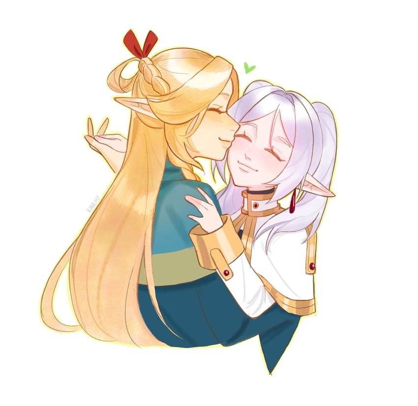 frieren and marcille donato (sousou no frieren and 1 more) drawn by riinchu
