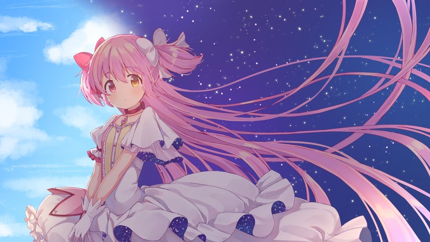 kaname madoka and ultimate madoka (mahou shoujo madoka magica) drawn by ruru_(rurumagi)