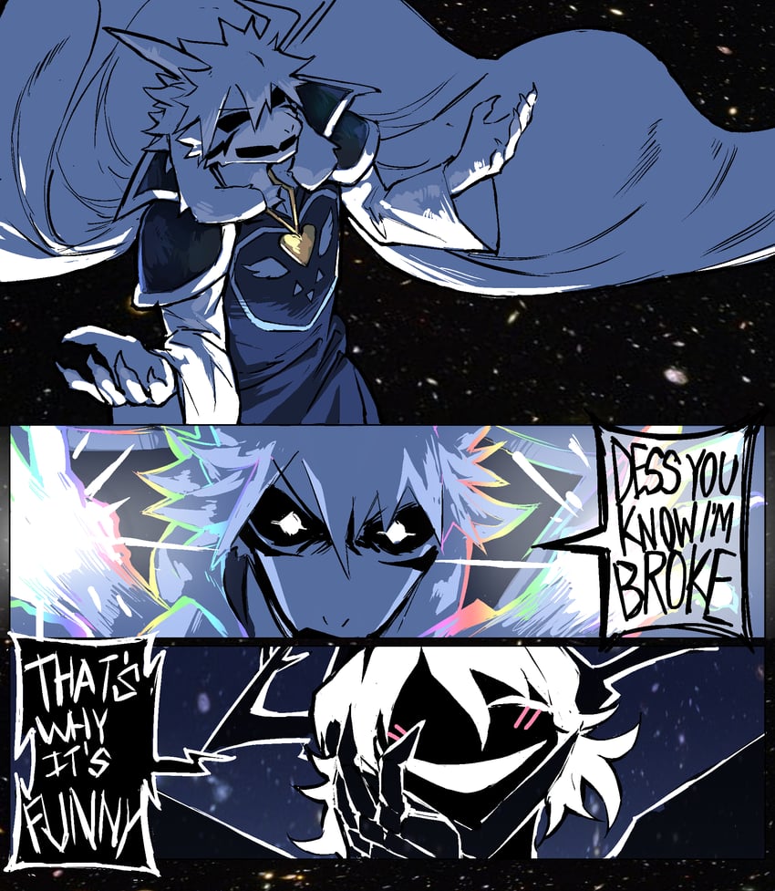 asriel dreemurr and december holiday (deltarune) drawn by heartbreak_juan