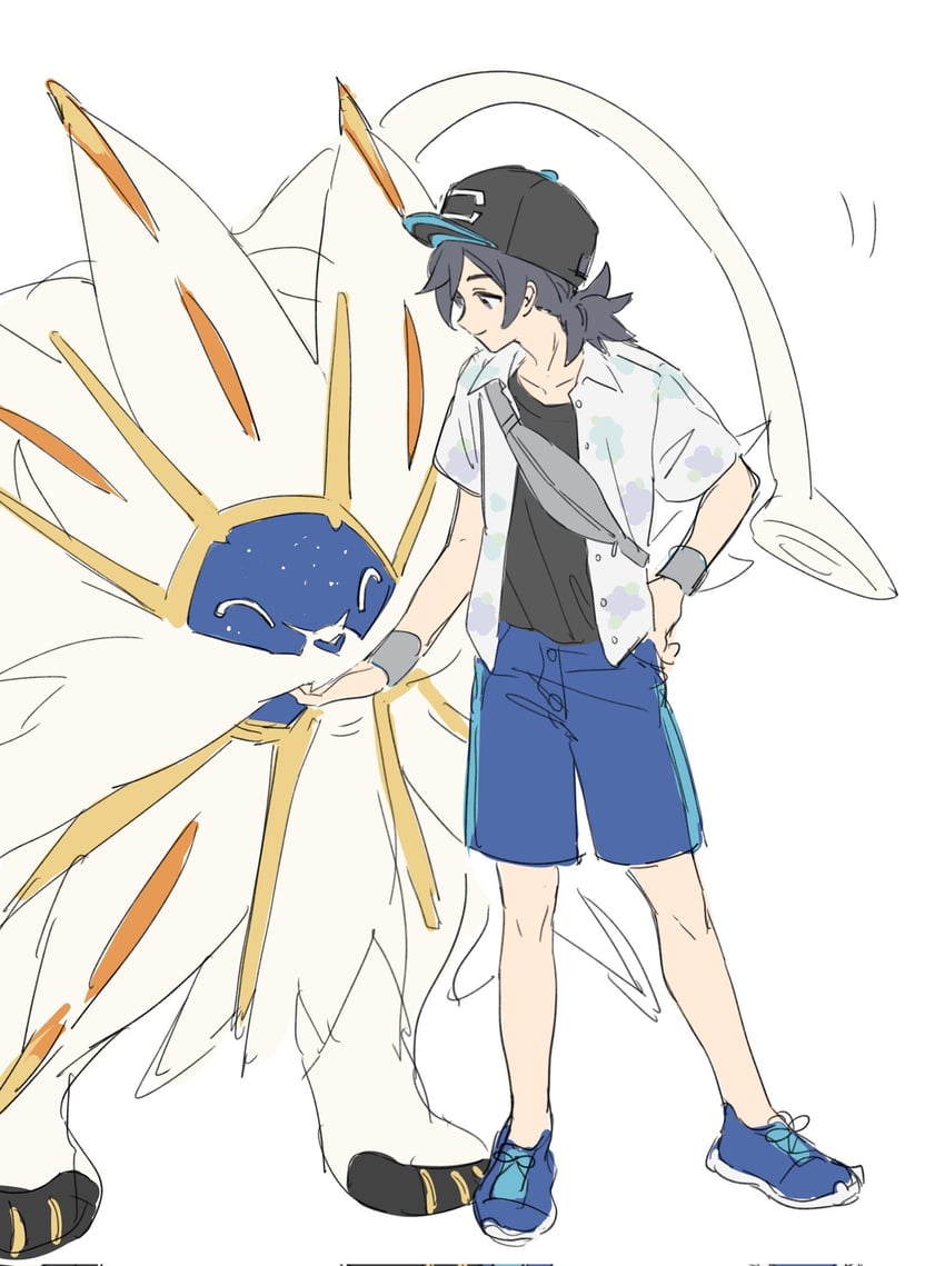elio and solgaleo (pokemon and 1 more) drawn by fua1heyvot4ifsr