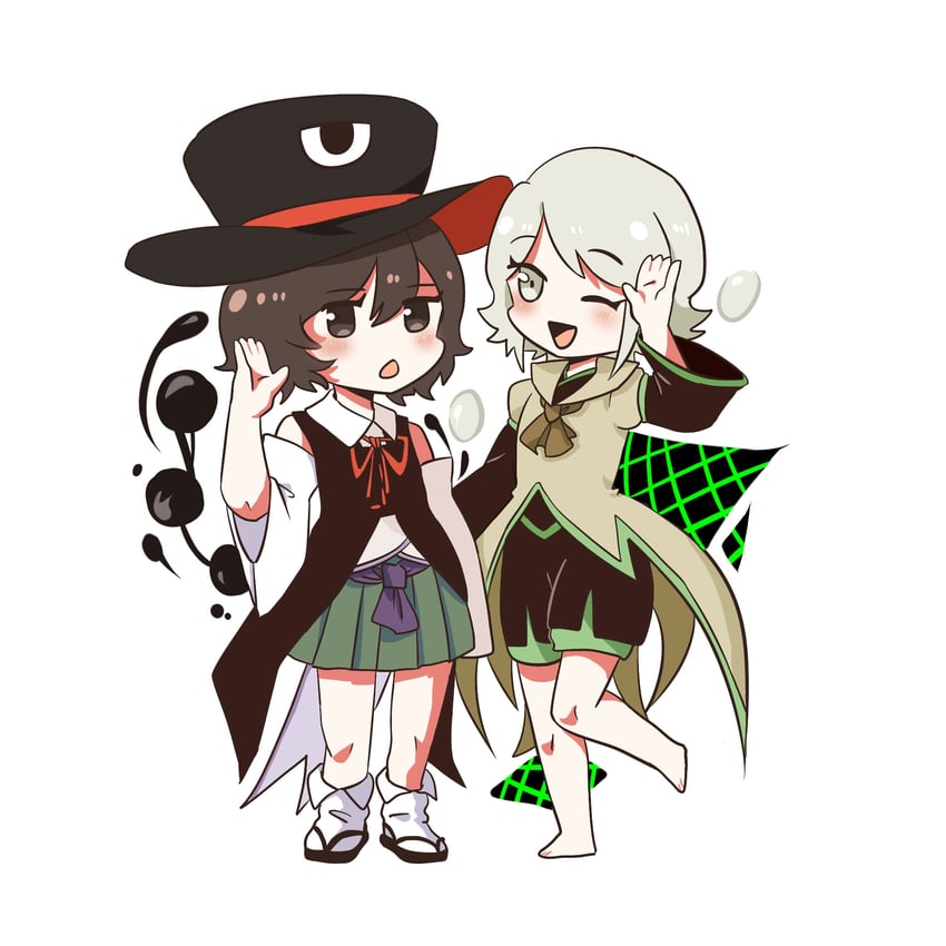 enraku tsubakura and houlen yabusame (len'en) drawn by mxx33