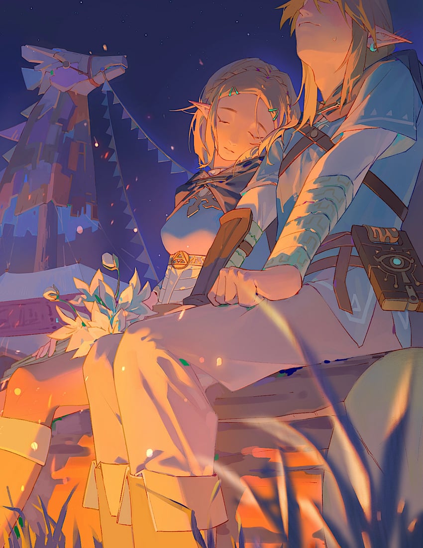link and princess zelda (the legend of zelda and 1 more) drawn by beishan_qi