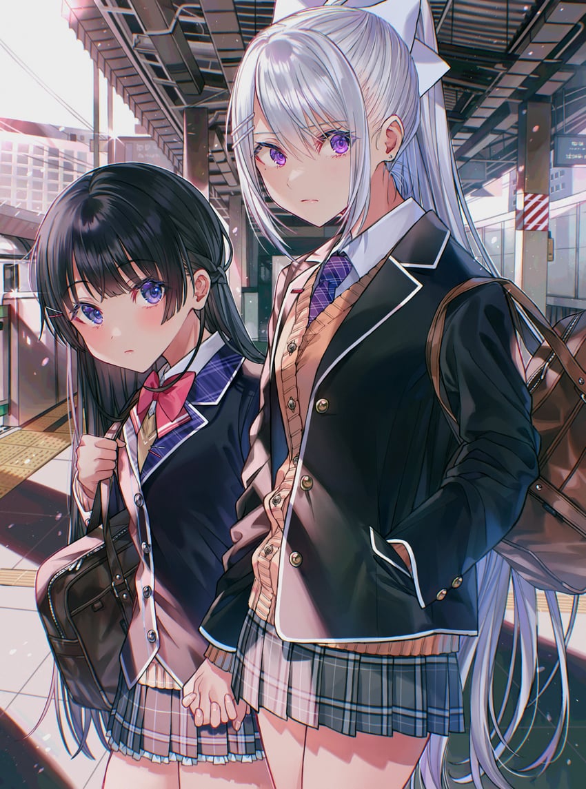 tsukino mito and higuchi kaede (nijisanji) drawn by ya_ka_n