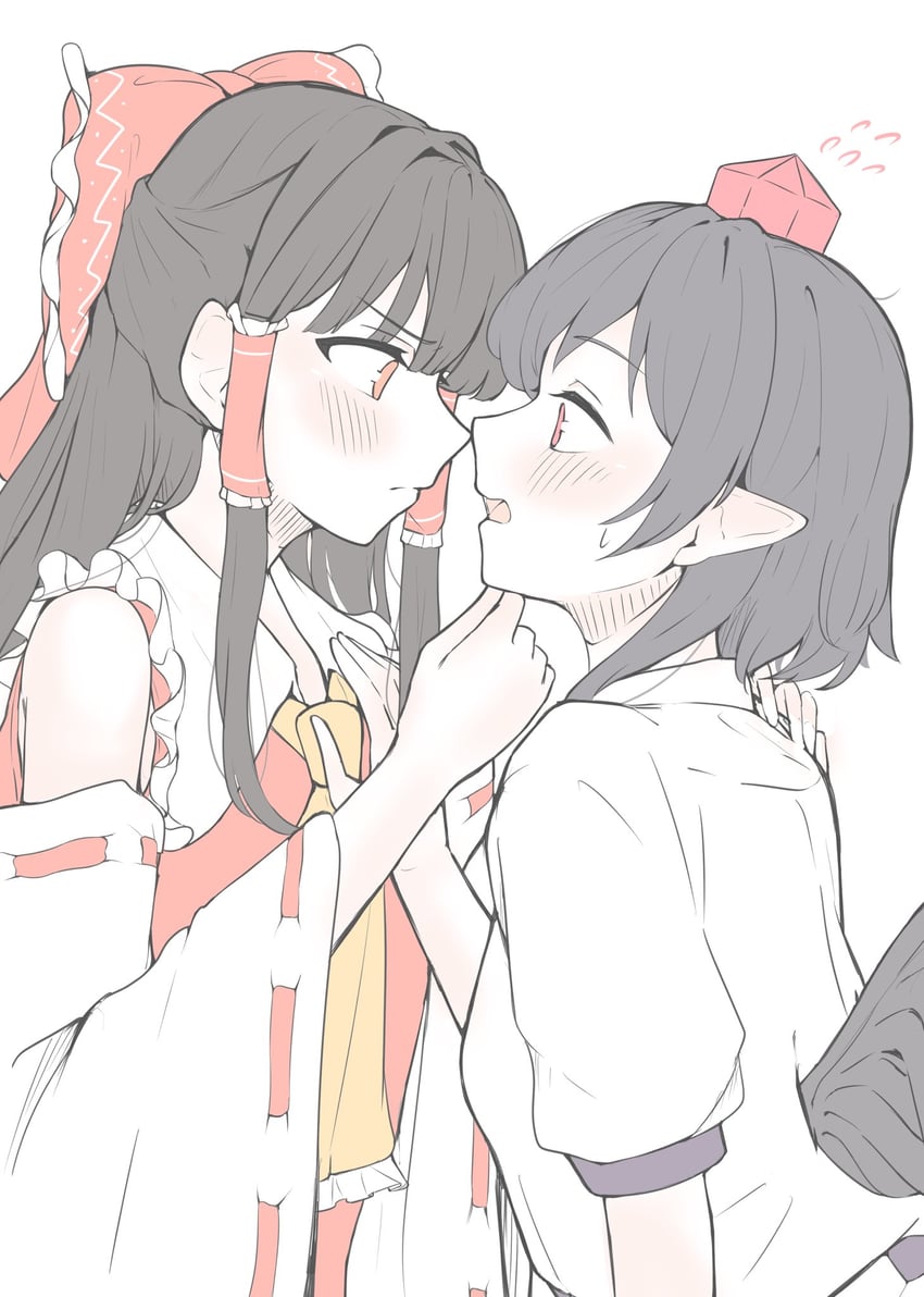 hakurei reimu and shameimaru aya (touhou) drawn by seele_(chanseele0128)