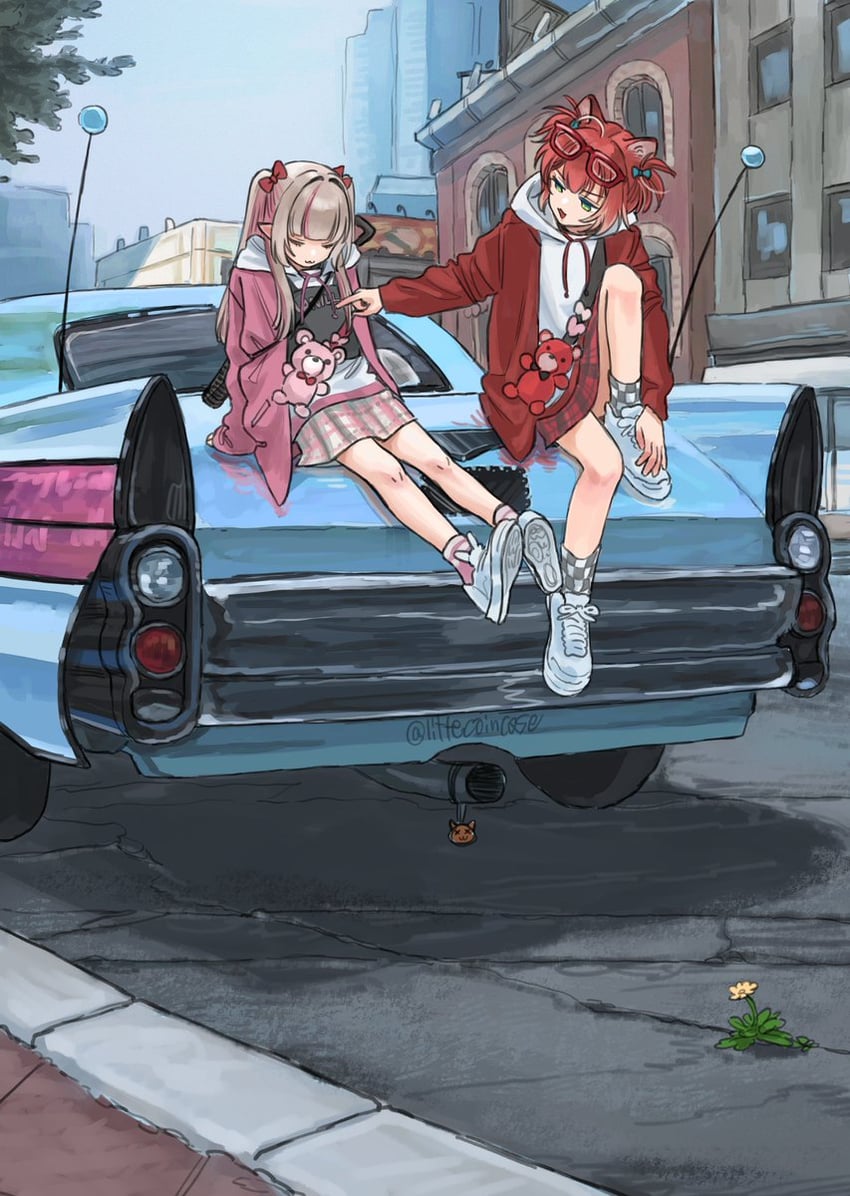 makaino ririmu and akami karubi (nijisanji and 1 more) drawn by koze_niire
