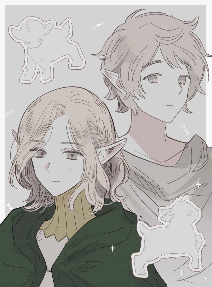 mithrun, goat, and mithrun's brother (dungeon meshi) drawn by yoursincere