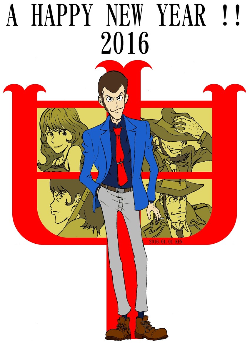 arsene lupin iii, jigen daisuke, mine fujiko, ishikawa goemon xiii, and zenigata kouichi (lupin iii) drawn by ken_(ae86500fken)
