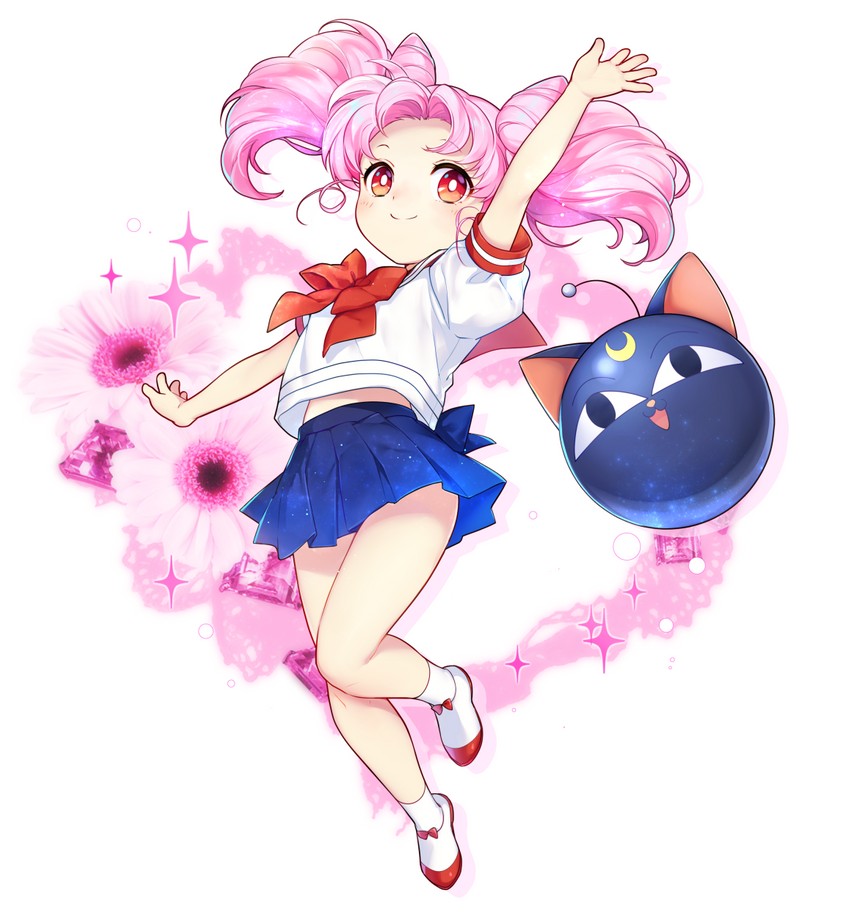 chibi usa and luna-p (bishoujo senshi sailor moon and 1 more) drawn by riq95