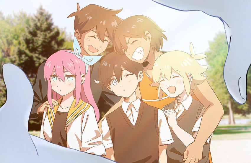 sunny, basil, aubrey, kel, mari, and 1 more (omori) drawn by erimageru