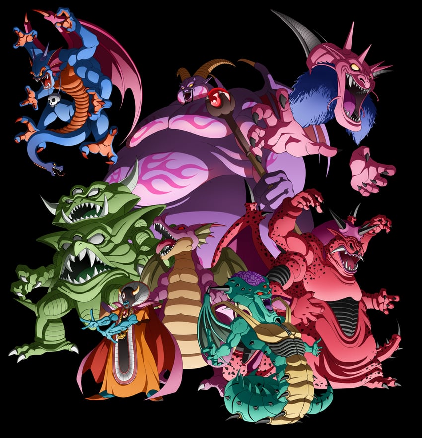 sidoh, dragon lord, zoma, death pisaro, rhapthorne, and 4 more (dragon quest and 8 more) drawn by kamakiri