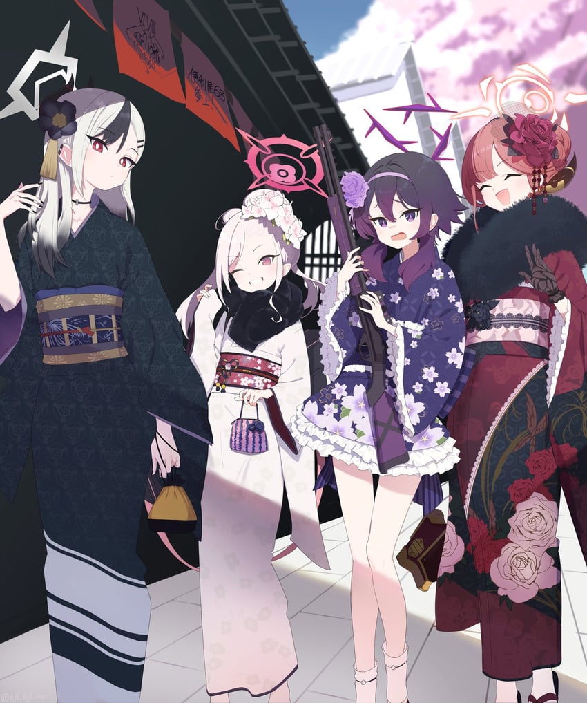 kayoko, aru, mutsuki, and haruka (blue archive) drawn by aji_aji_nori