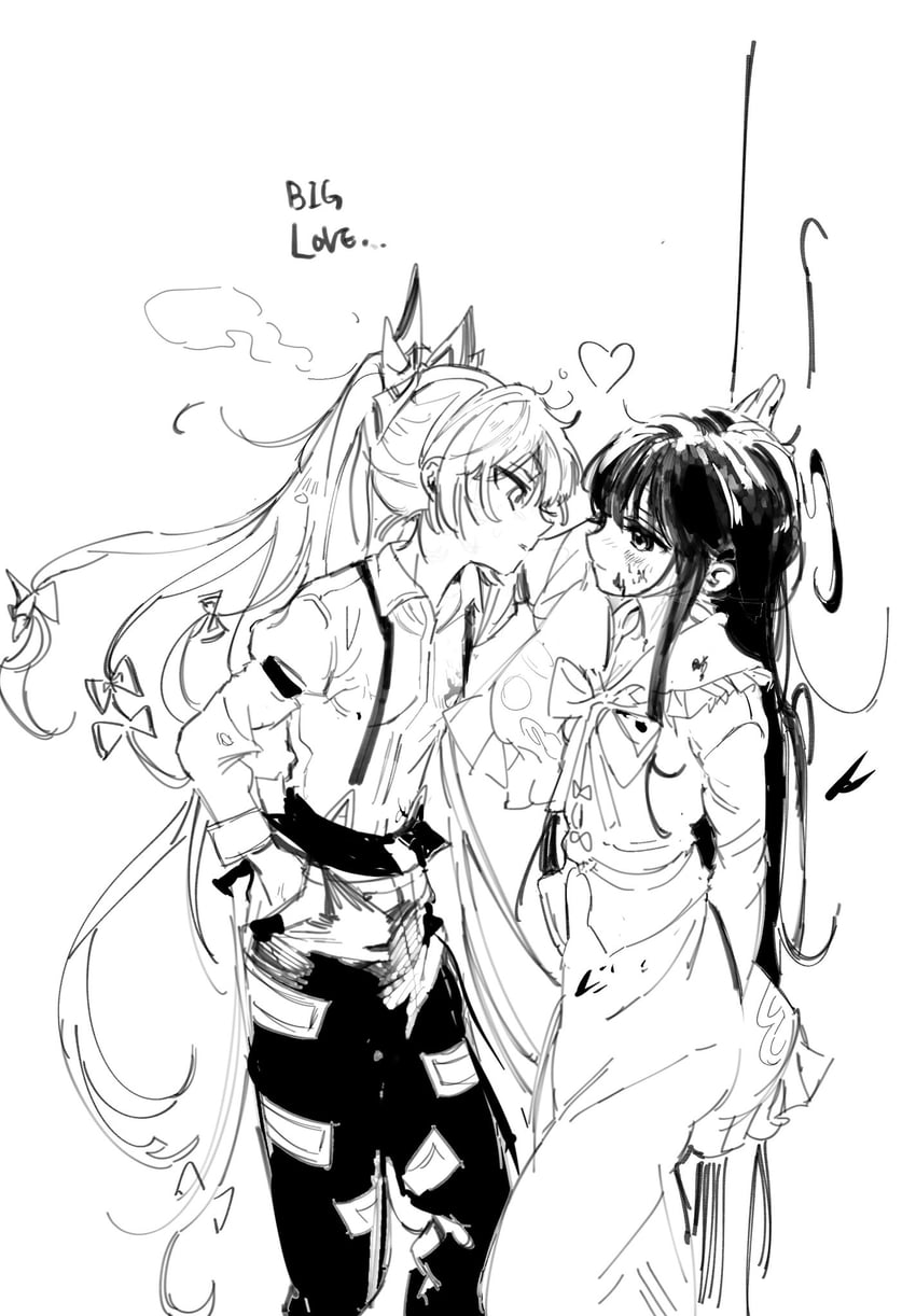 fujiwara no mokou and houraisan kaguya (touhou) drawn by sesmkun