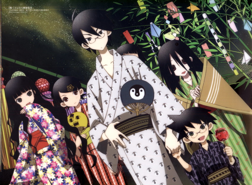 itoshiki nozomu, fuura kafuka, komori kiri, tsunetsuki matoi, itoshiki rin, and 1 more (sayonara zetsubou sensei)