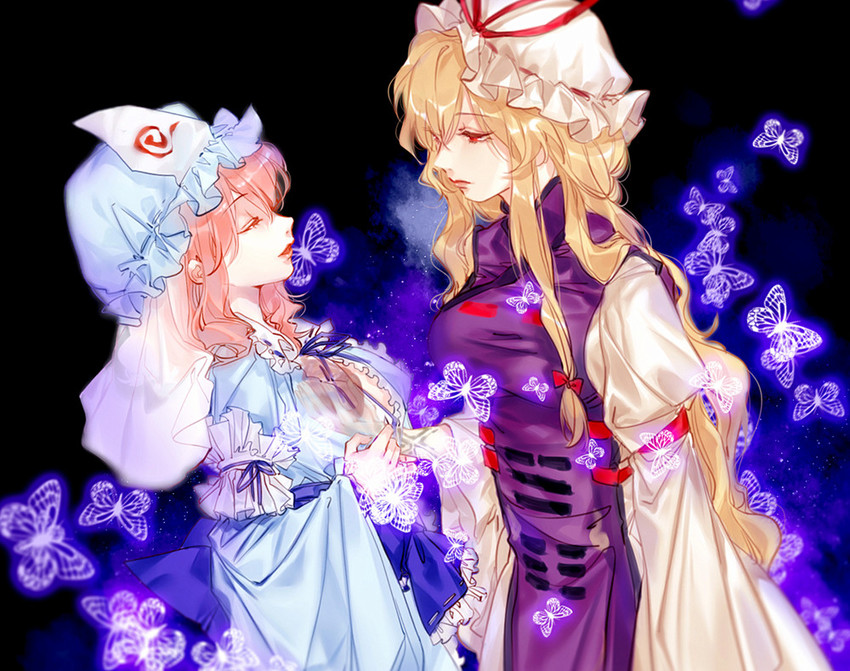 yakumo yukari and saigyouji yuyuko (touhou) drawn by hug_(yourhug)