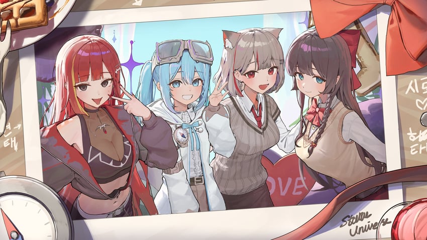 akane lize, shirayuki hina, neneko mashiro, and arahashi tabi (stellive) drawn by lovelyme