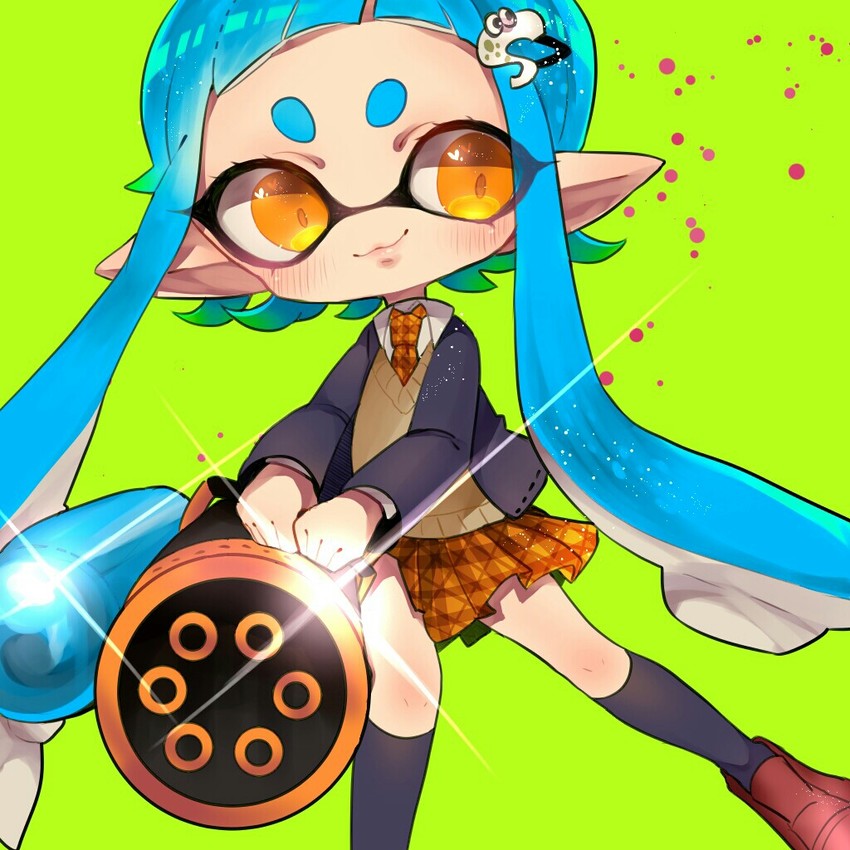 inkling player character and inkling girl (splatoon and 1 more) drawn by beriko_(cr_beriko)