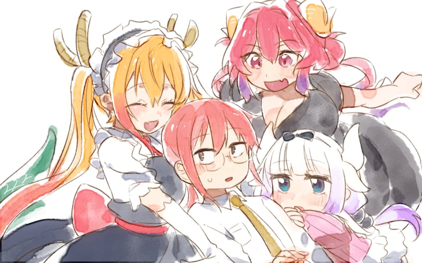 kanna kamui, tohru, ilulu, and kobayashi (kobayashi-san chi no maidragon) drawn by suzume_23