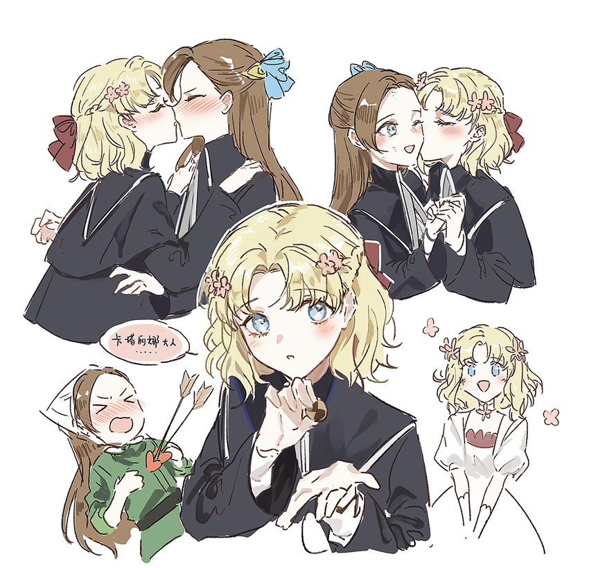 katarina claes and maria campbell (otome game no hametsu flag shika nai akuyaku reijou ni tensei shite shimatta) drawn by mo_(ine_mao)