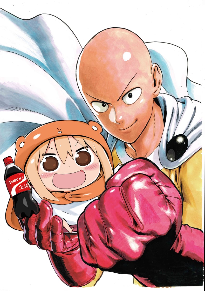 saitama, doma umaru, and komaru (one-punch man and 2 more)