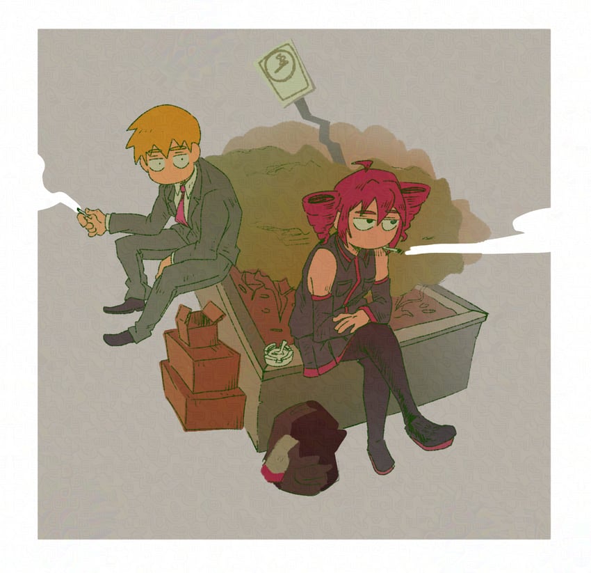 kasane teto and reigen arataka (utau and 1 more) drawn by cutystuffy
