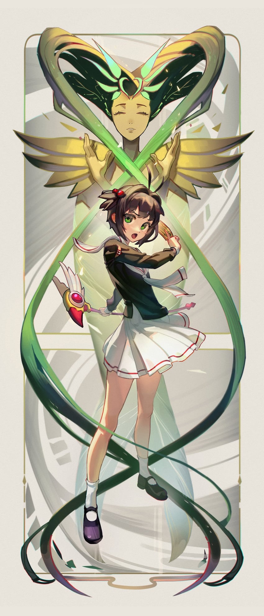 kinomoto sakura and windy (cardcaptor sakura) drawn by dethmaid