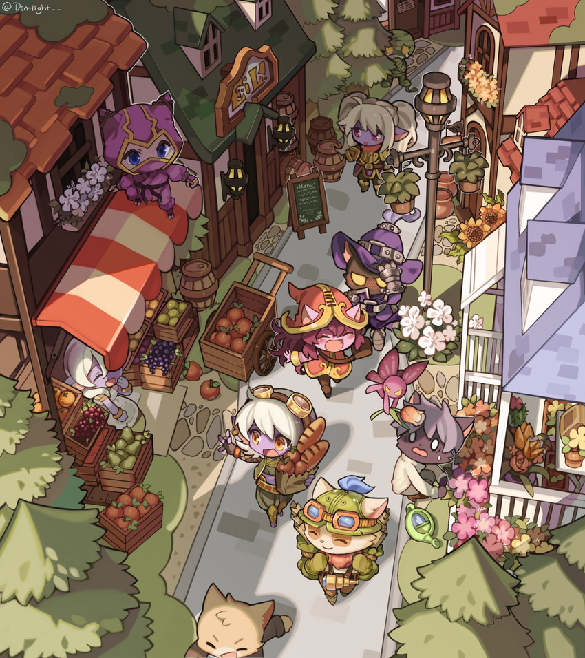 lulu, poppy, tristana, teemo, pix, and 3 more (league of legends) drawn by sanaknim