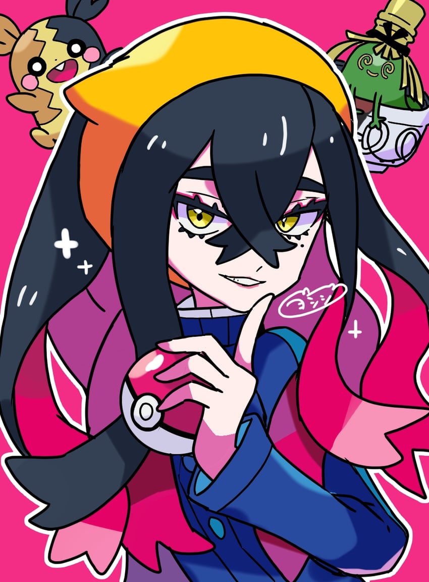 morpeko, carmine, and sinistcha (pokemon and 1 more) drawn by yoshishi_(yosisitoho)