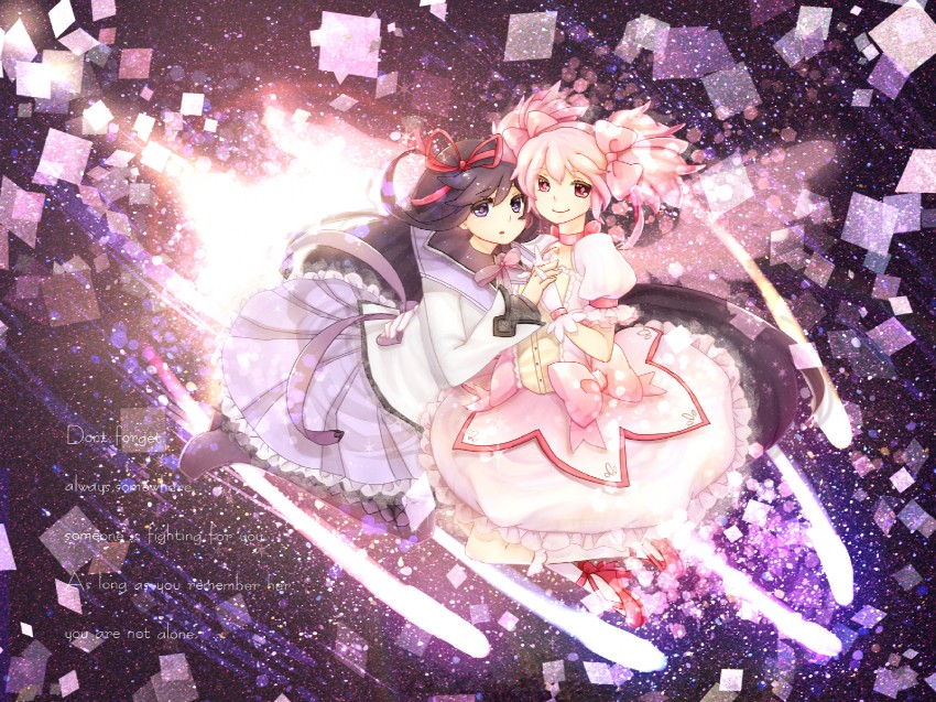 akemi homura and kaname madoka (mahou shoujo madoka magica) drawn by oomabiblogo2