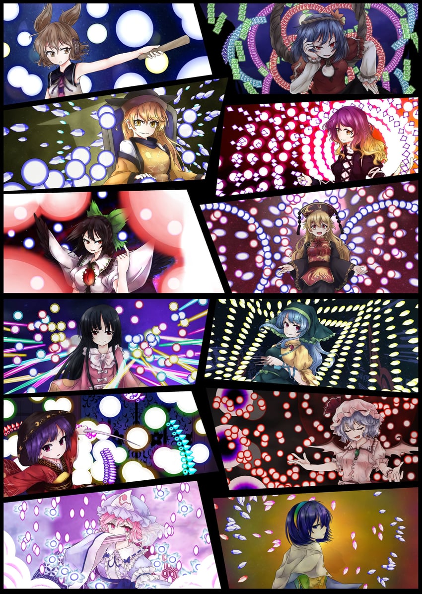 remilia scarlet, saigyouji yuyuko, reiuji utsuho, houraisan kaguya, hijiri byakuren, and 7 more (touhou and 12 more) drawn by creepingbarrett