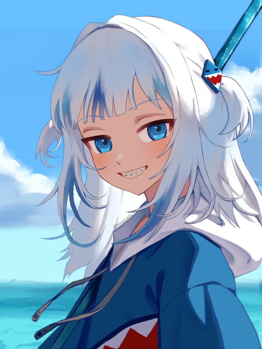 gawr gura (hololive and 1 more) drawn by eneeues