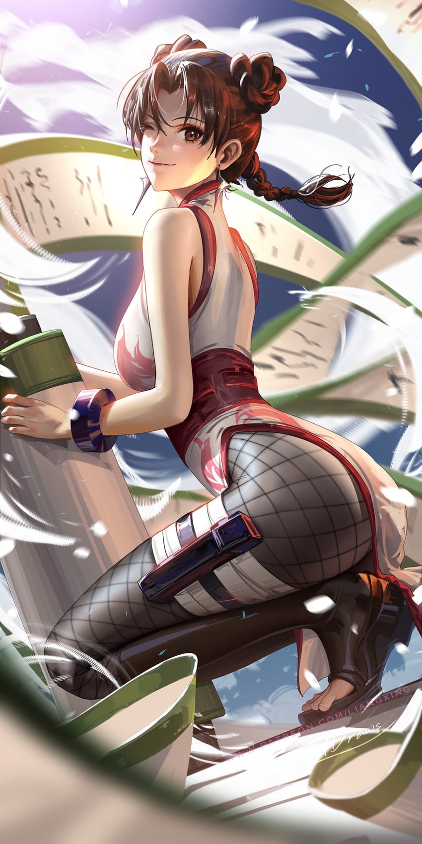 tenten (naruto and 1 more) drawn by liang_xing