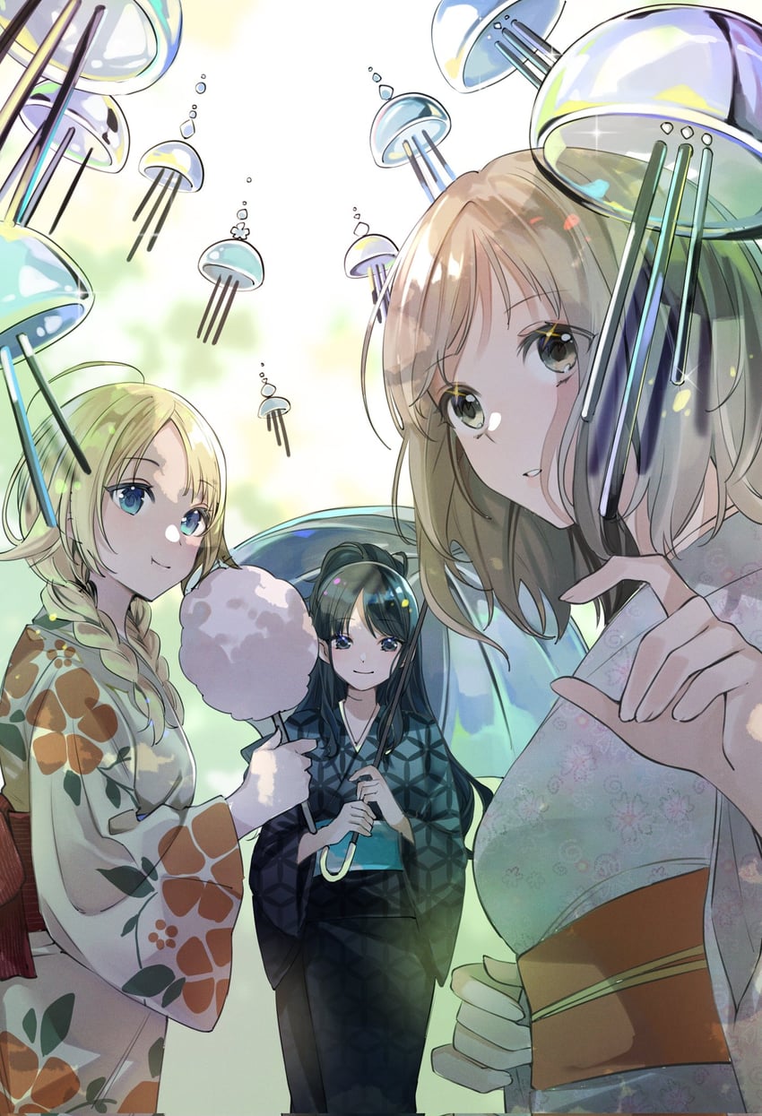 hachimiya meguru, sakuragi mano, and kazano hiori (idolmaster and 1 more) drawn by shunka_tunacan