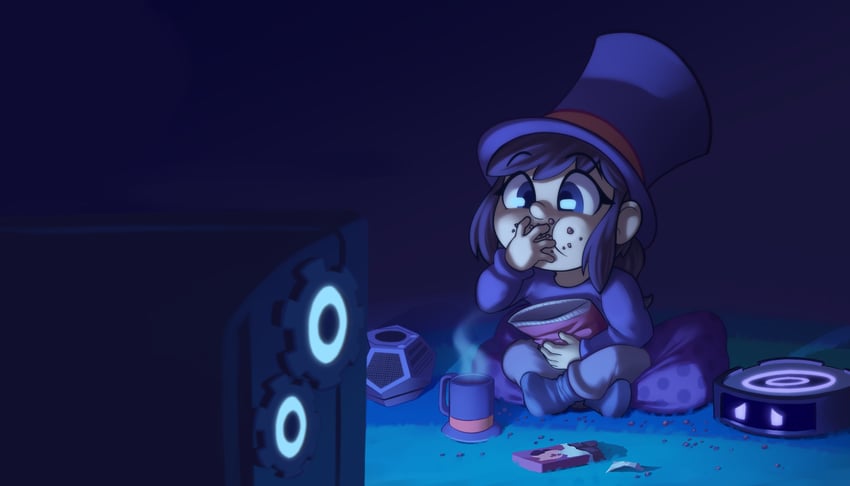 hat kid, conductor, and rumbi (a hat in time) drawn by sayman