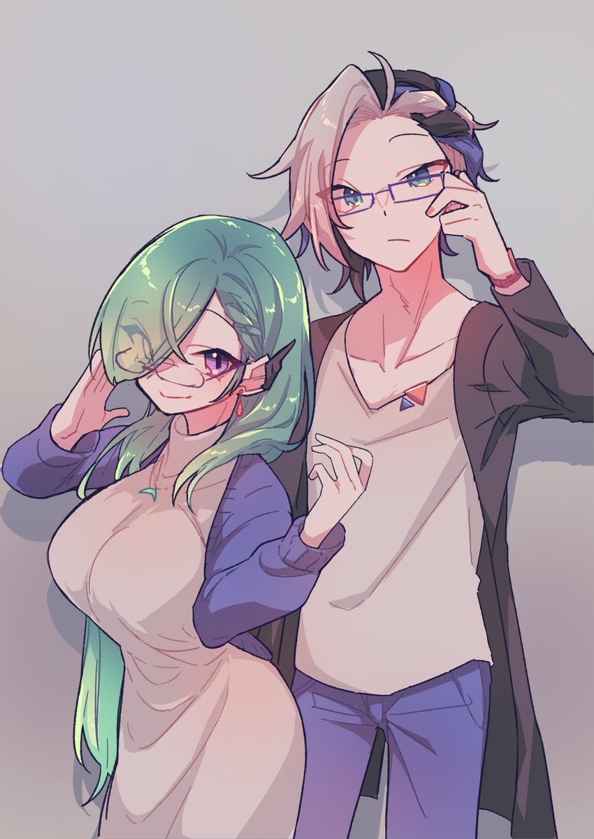 sakamata jin and mizukagami iruka (shikuhakku) drawn by chariki