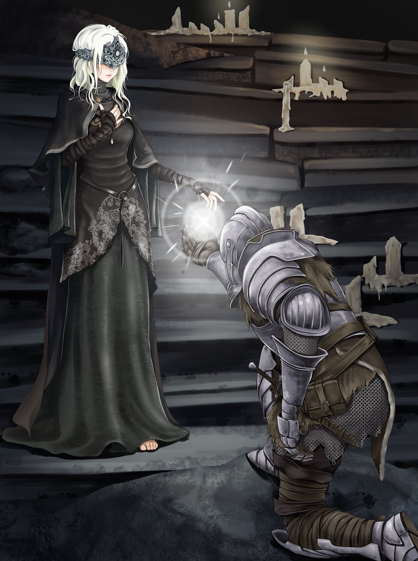 fire keeper and ashen one (dark souls and 1 more) drawn by chaesu