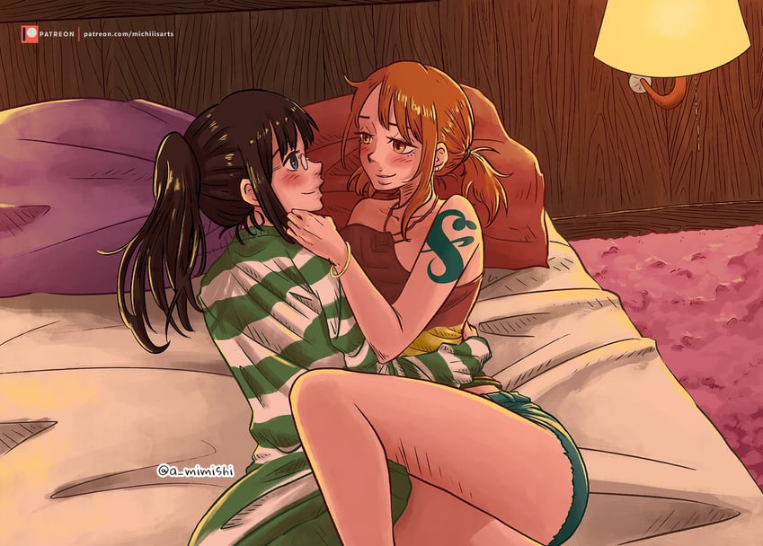 nami and nico robin (one piece and 1 more) drawn by a_mimishi